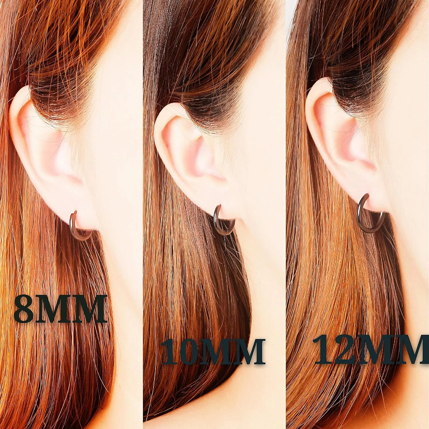 316L Surgical stainless steel hoop earrings 8mm/10mm/12mm Hypoallergenic Huggie Earrings Small Hoop Sliver Black Sleeper Earrings For Women Men