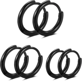 316L Surgical stainless steel hoop earrings 8mm/10mm/12mm Hypoallergenic Huggie Earrings Small Hoop Sliver Black Sleeper Earrings For Women Men