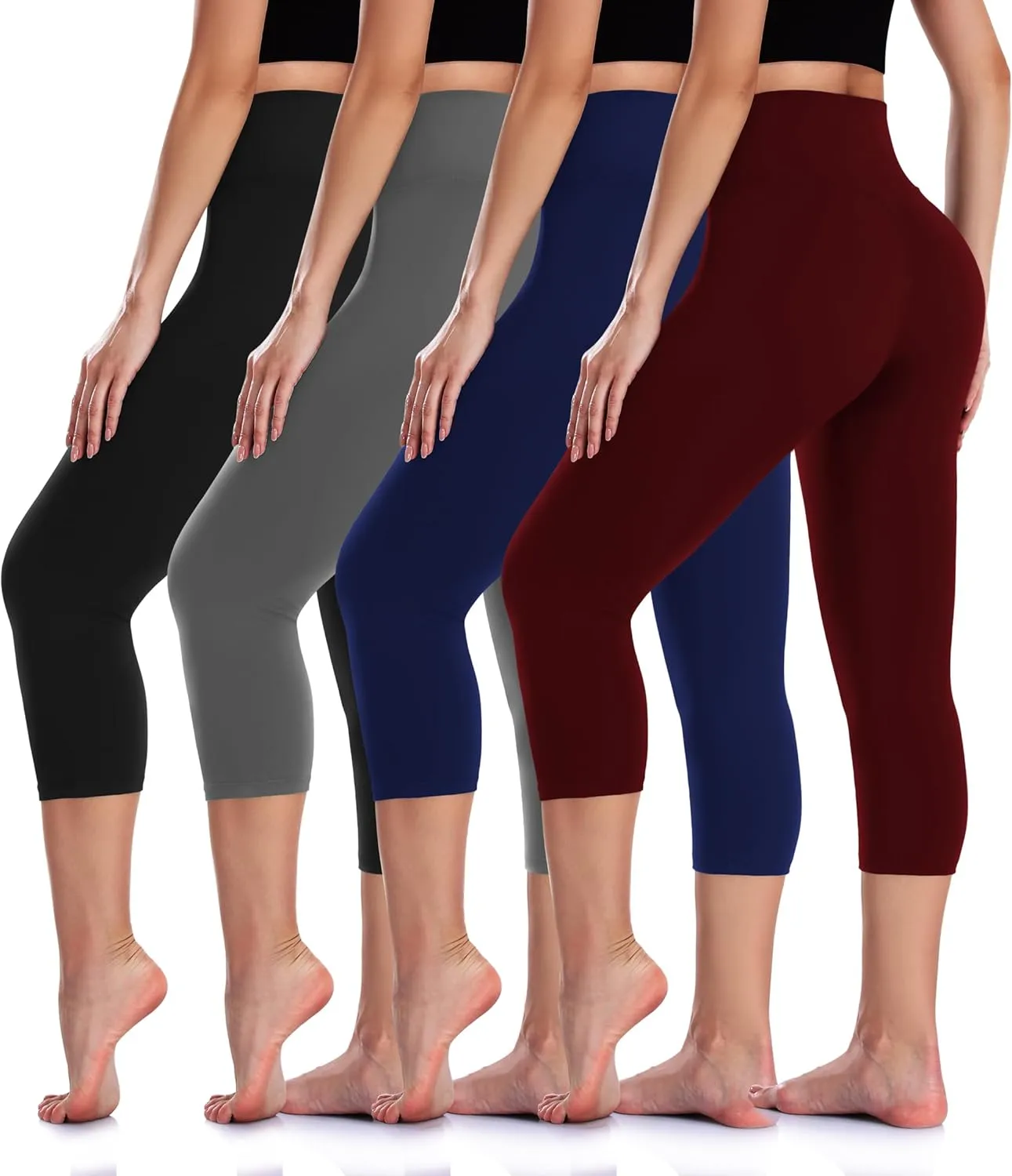 4 Pack Leggings for Women Butt Lift High Waisted Tummy Control No See-Through Yoga Pants Workout Running Leggings