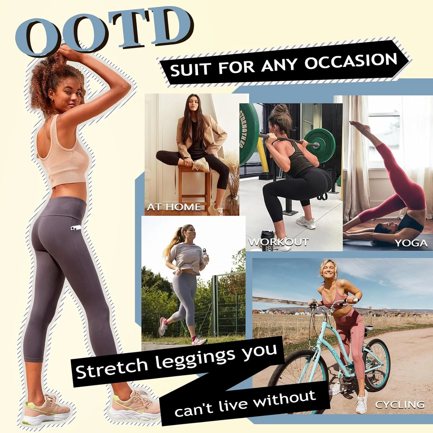 4 Pack Leggings for Women Butt Lift High Waisted Tummy Control No See-Through Yoga Pants Workout Running Leggings