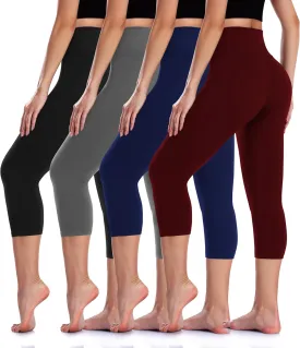 4 Pack Leggings for Women Butt Lift High Waisted Tummy Control No See-Through Yoga Pants Workout Running Leggings