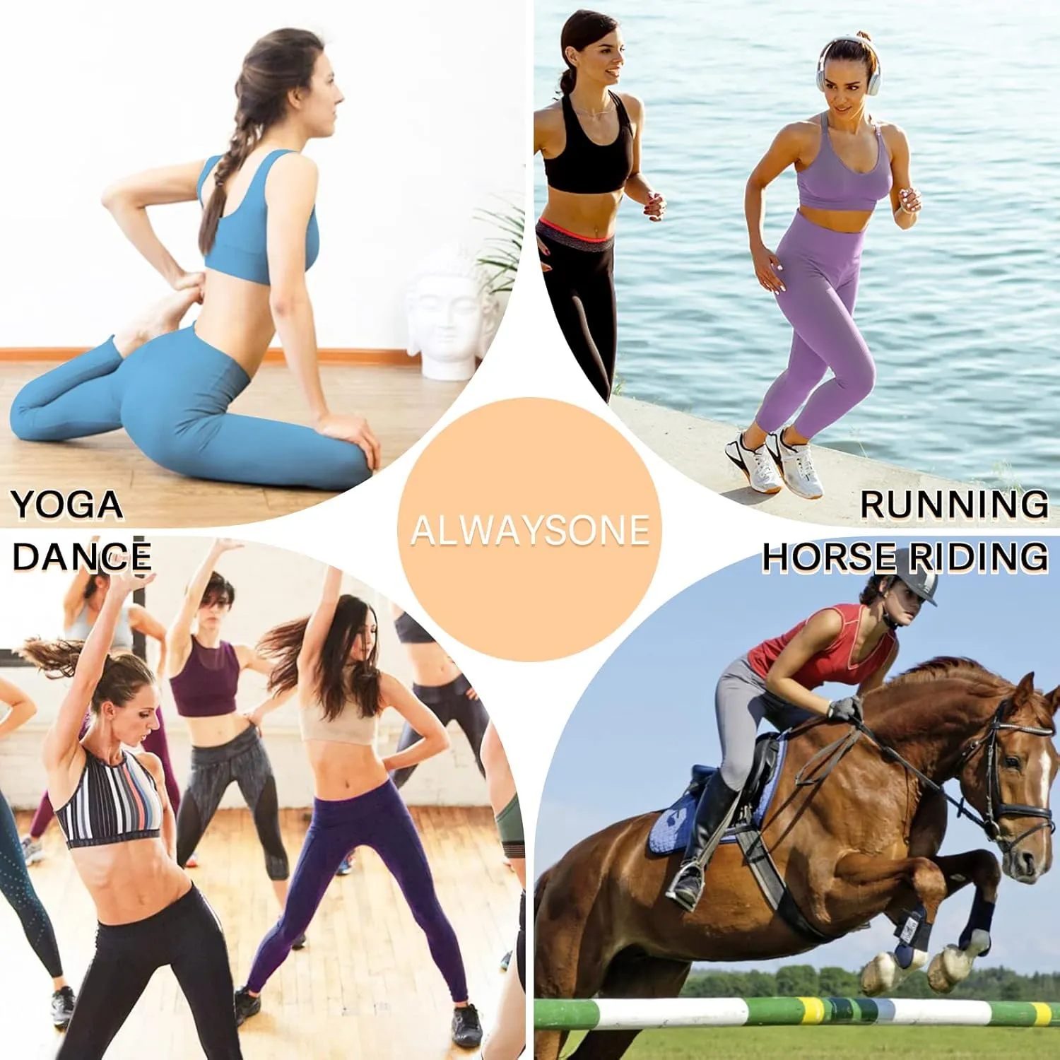 ALWAYSONE Yoga Leggings for Women High Waisted Tummy Control Yoga Pants Stretchy Athletic Leggings with Pockets Casual Work