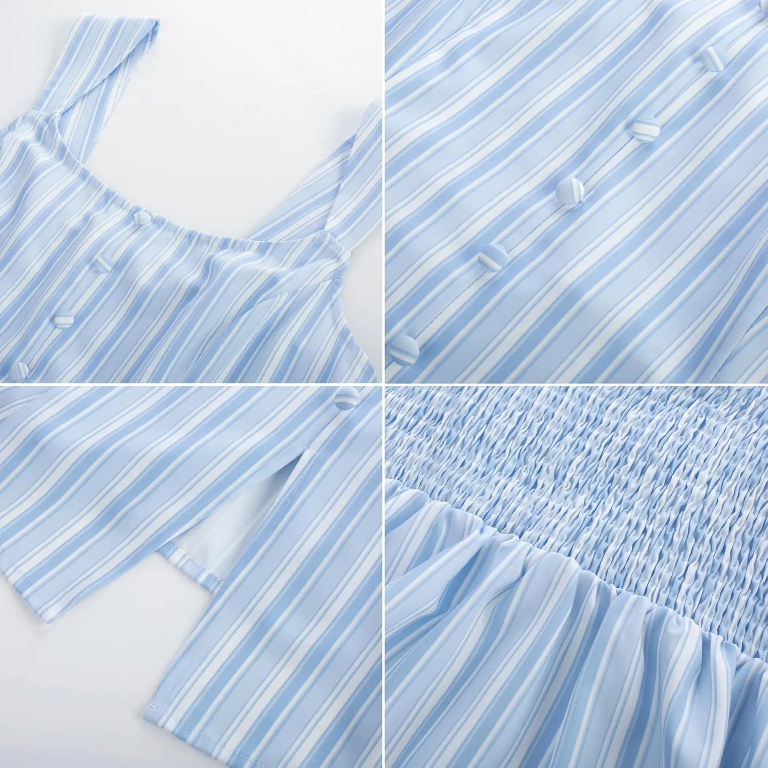 Belle Poque Summer Peplum Tops for Women Cute Square Neck Sleeveless Tops Striped Babydoll Tops Trendy 2025
