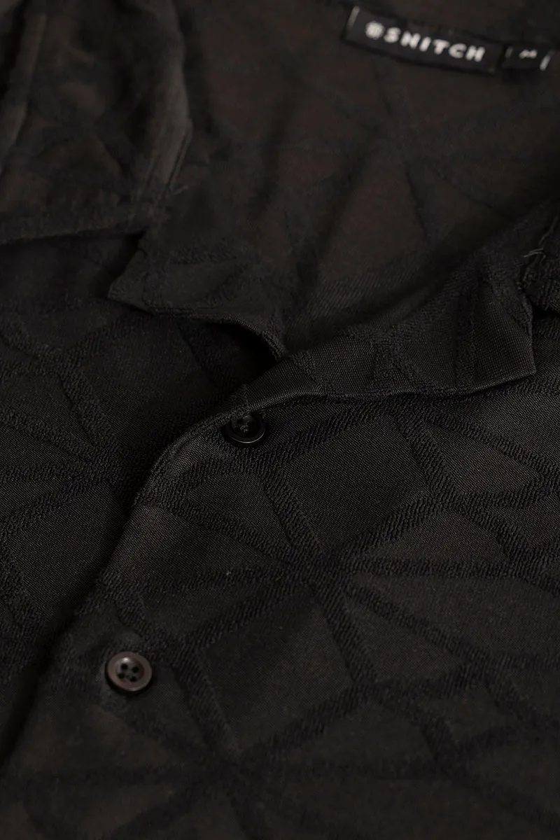Black Cuban Textured Shirt