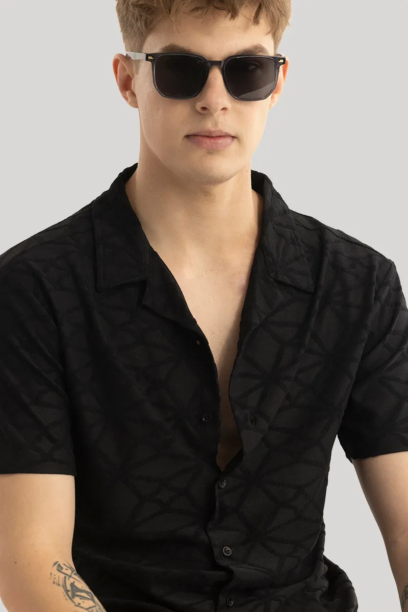 Black Cuban Textured Shirt