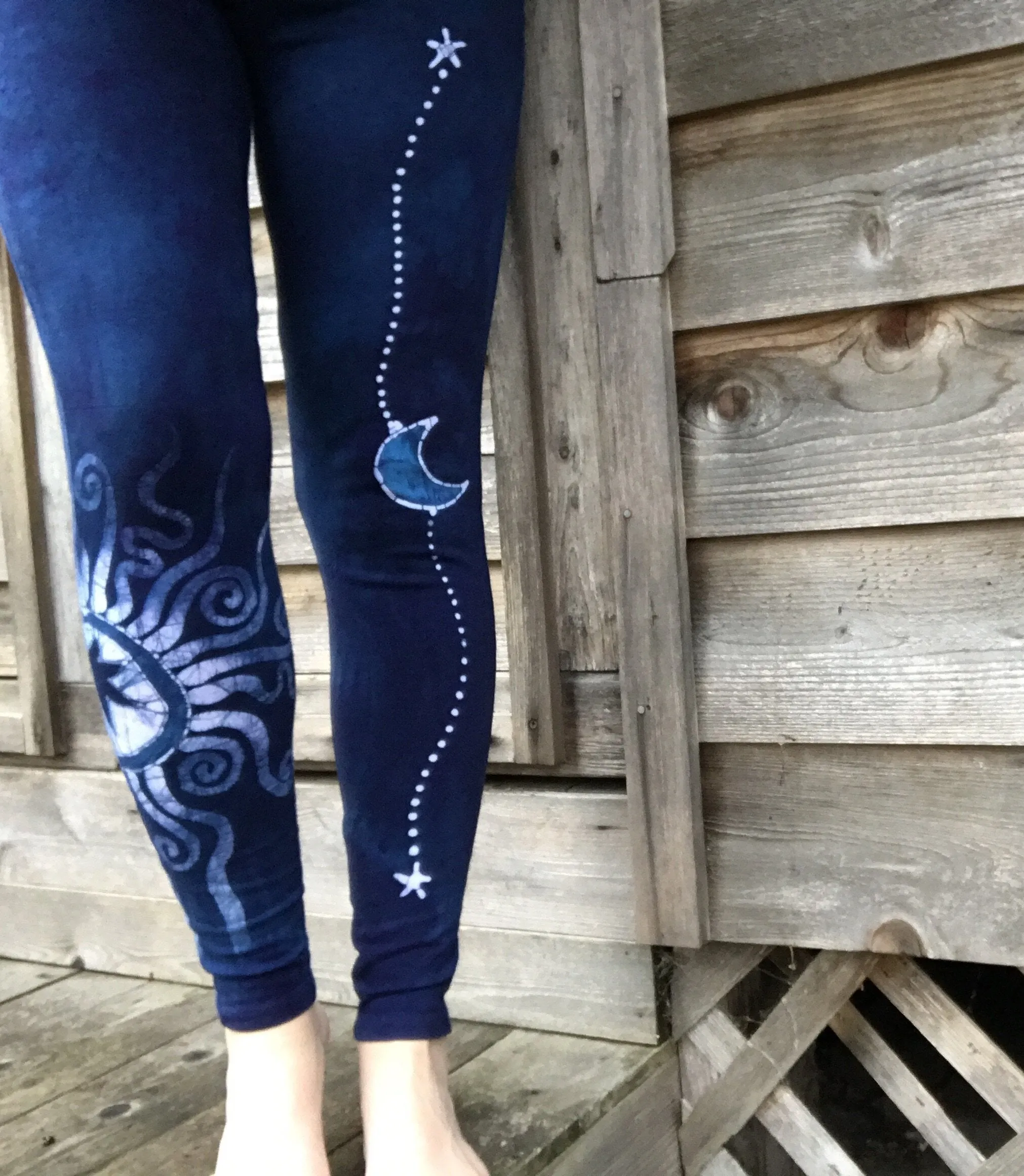 Blue Moon and Stars Batik Leggings