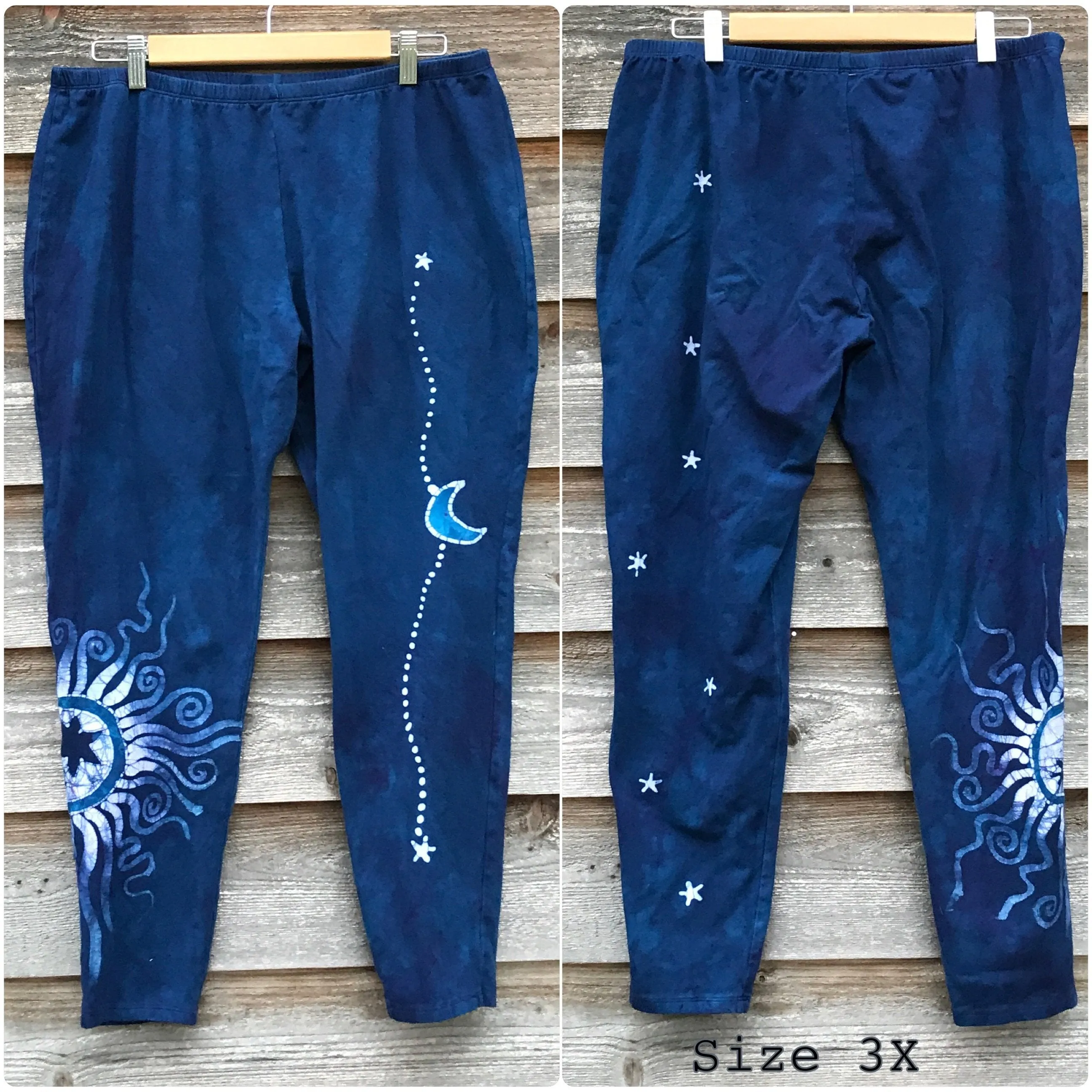 Blue Moon and Stars Batik Leggings