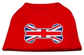 Bone Shaped United Kingdom (Union Jack) Flag Screen Print Shirts Red XXXL(20)