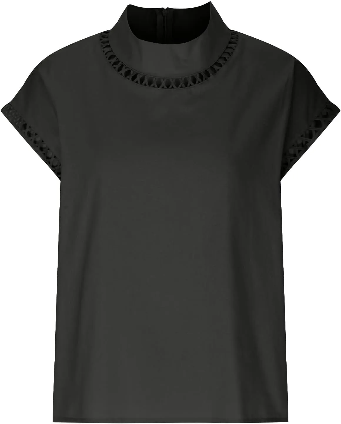 Cotton Linen Tops for Women 2024 Casual Cap Sleeve Summer Shirts Loose High Neck Tshirt Dressy Casual Blouses