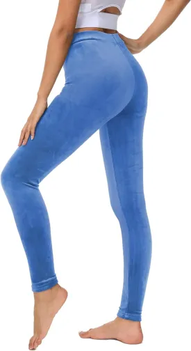 COZZYON Women Velour Leggings, High Waist Soft Leggings Warm Winter Velour Yoga Pants