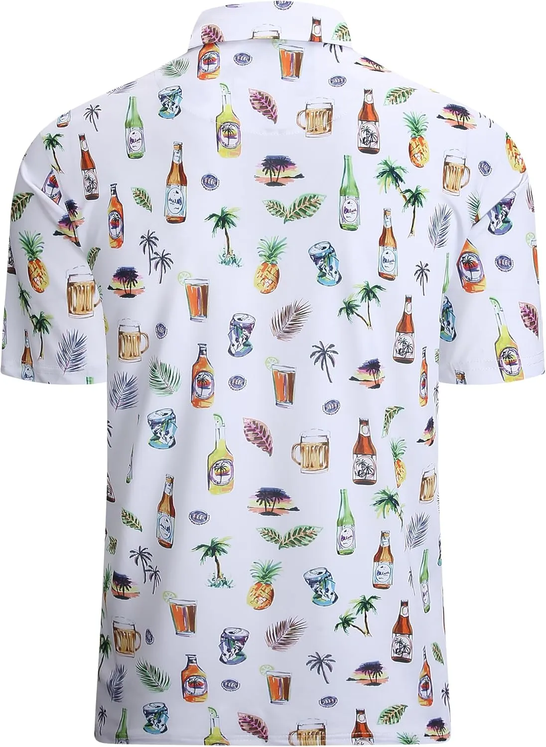 Damipow Mens Golf Shirts Dry Fit Polo Shirts Moisture Wicking Short Sleeve Hawaiian Polo Shirt