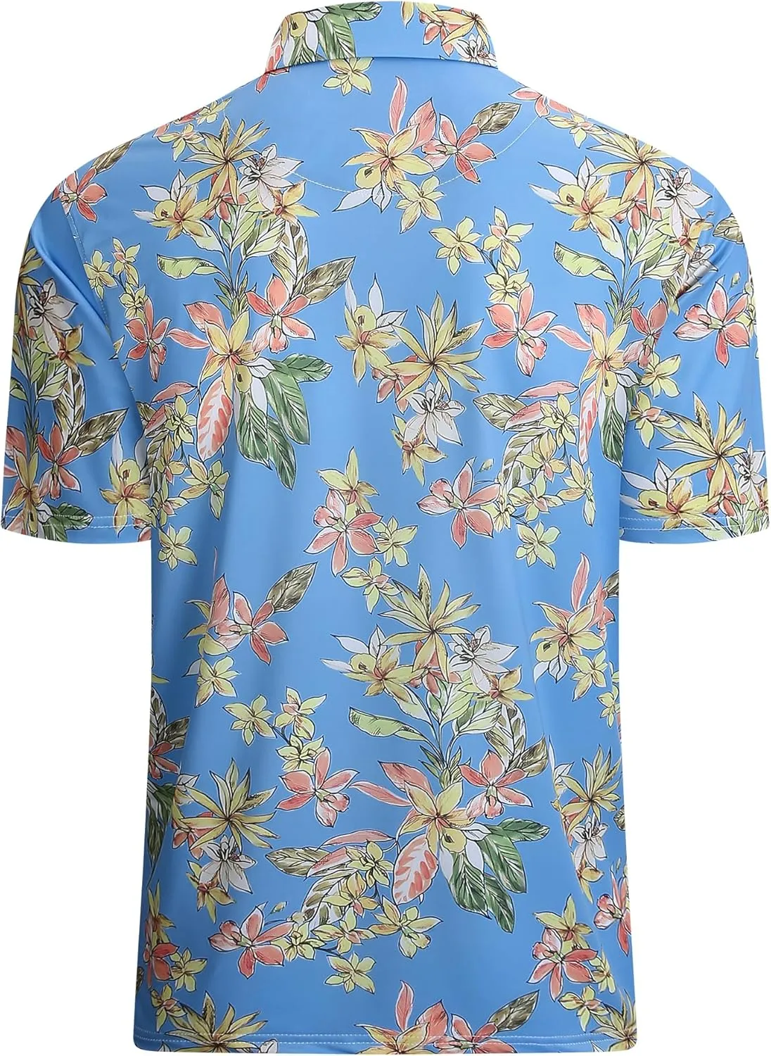 Damipow Mens Golf Shirts Dry Fit Polo Shirts Moisture Wicking Short Sleeve Hawaiian Polo Shirt