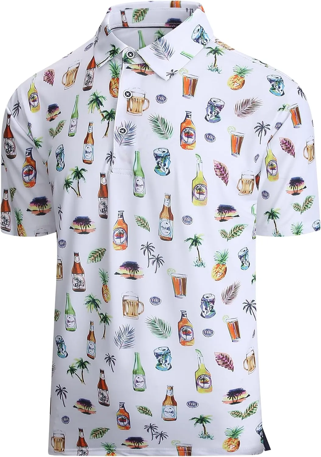 Damipow Mens Golf Shirts Dry Fit Polo Shirts Moisture Wicking Short Sleeve Hawaiian Polo Shirt