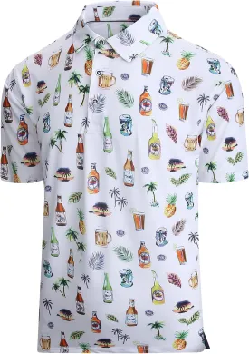 Damipow Mens Golf Shirts Dry Fit Polo Shirts Moisture Wicking Short Sleeve Hawaiian Polo Shirt
