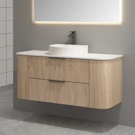 Ellie 1200mm Curved Wall Hung Vanity   Luxe Stone Top