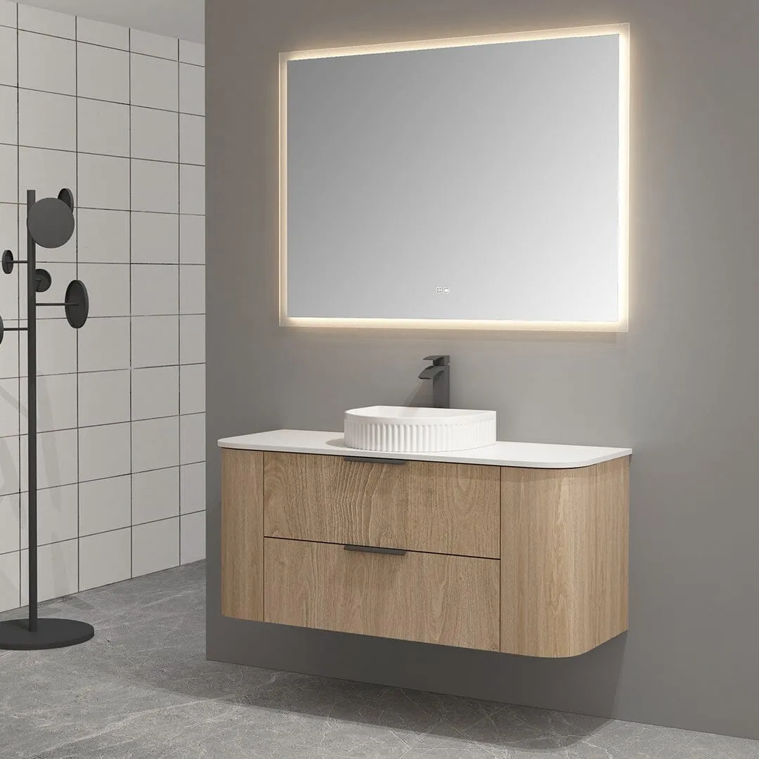 Ellie 1200mm Curved Wall Hung Vanity   Luxe Stone Top