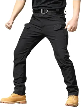 eoeioa Mens Hiking Cargo Pants Multi Pockets Ripstop Stretch Waterproof Joggers Pants Solid Outdoor Baggy Pants