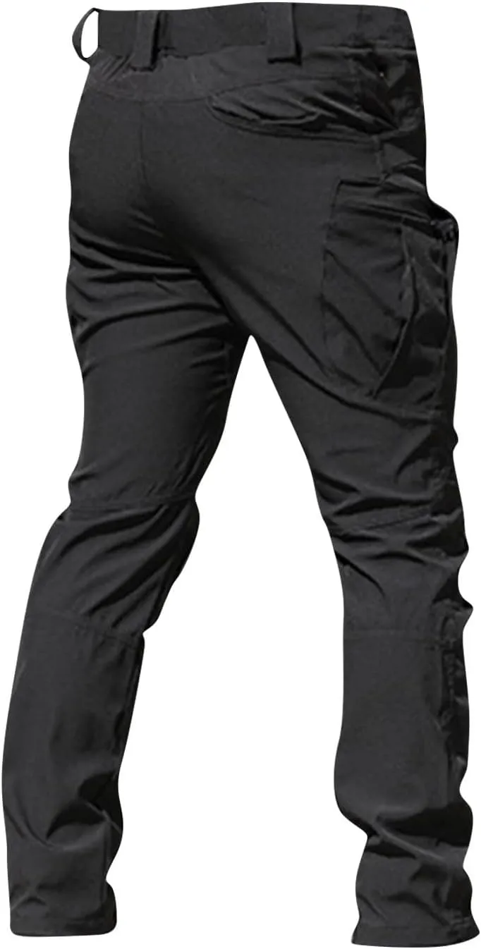eoeioa Mens Hiking Cargo Pants Multi Pockets Ripstop Stretch Waterproof Joggers Pants Solid Outdoor Baggy Pants