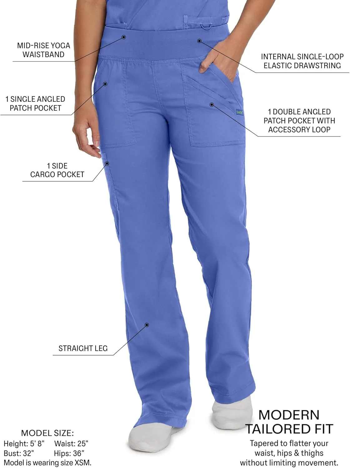 Landau Proflex Tailored Fit Comfort Stretch 4-Pocket Scrub Pants for Women 2043