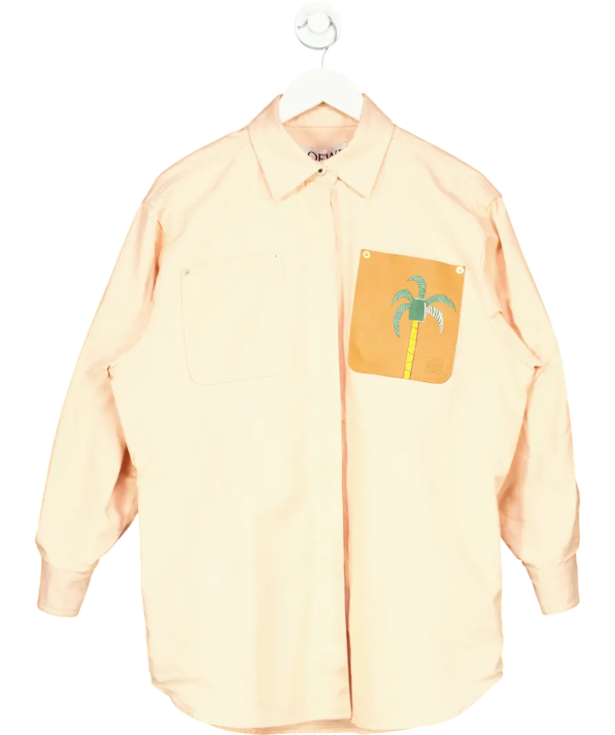 Loewe Pink X Ken Price La Palme Denim Leather Logo Patch Overshirt UK 6