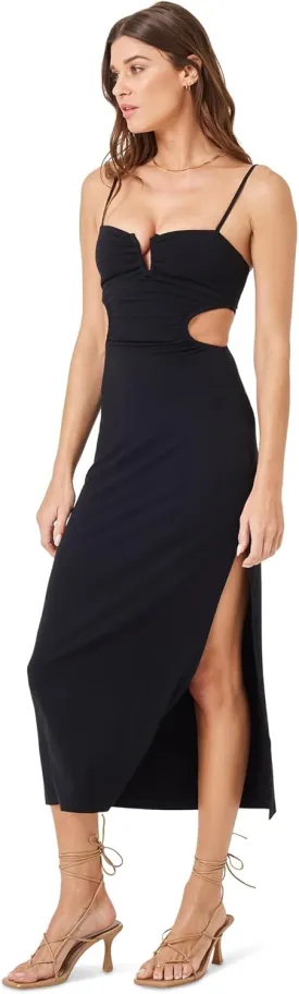 L*Space Cameron Dress for Women, Fitted Ribbed Midi, Knit Dress with Adjustable Spaghetti Straps & Waist Cut-Outs
