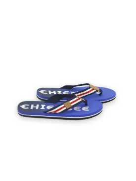 Men's Brand Logo Printed Slippers,Blue
