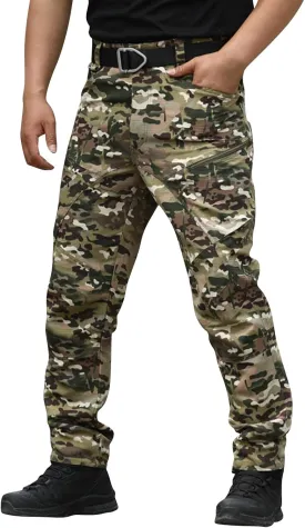Mens Cargo Pants Multi Pockets Tactical Pants Hiking Baggy Casual Trousers Straight Water Resistant Work Pants