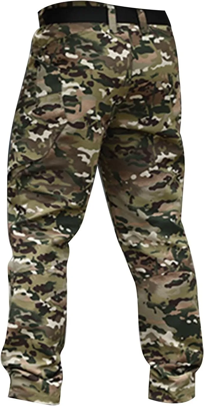Mens Cargo Pants Multi Pockets Tactical Pants Hiking Baggy Casual Trousers Straight Water Resistant Work Pants