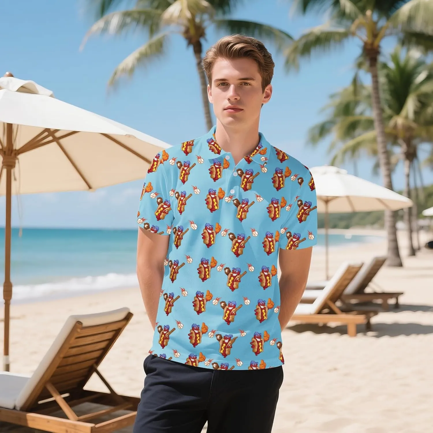 Men's Golf Polo Shirts Funny Short Sleeve Golf Shirts for Men Performance Moisture Wicking Quick Dry Athletic Casual Shirts