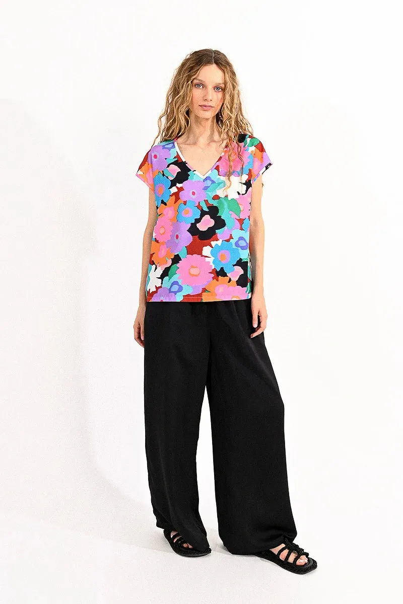 Molly Bracken Floral Printed V-Neck Top