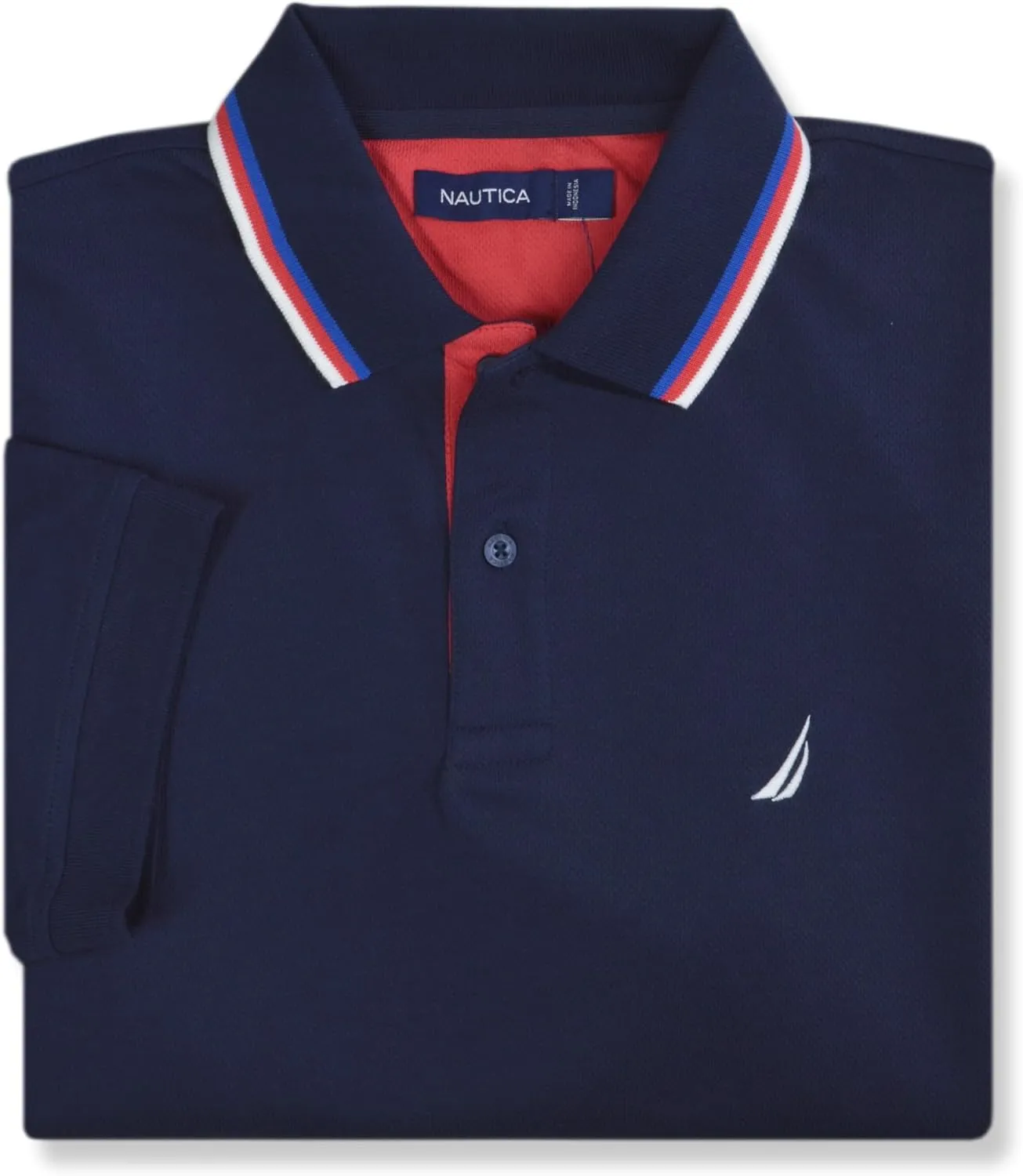 Nautica Mens Classic Fit Cotton Blend Smooth Mesh Performance Polo Shirt,