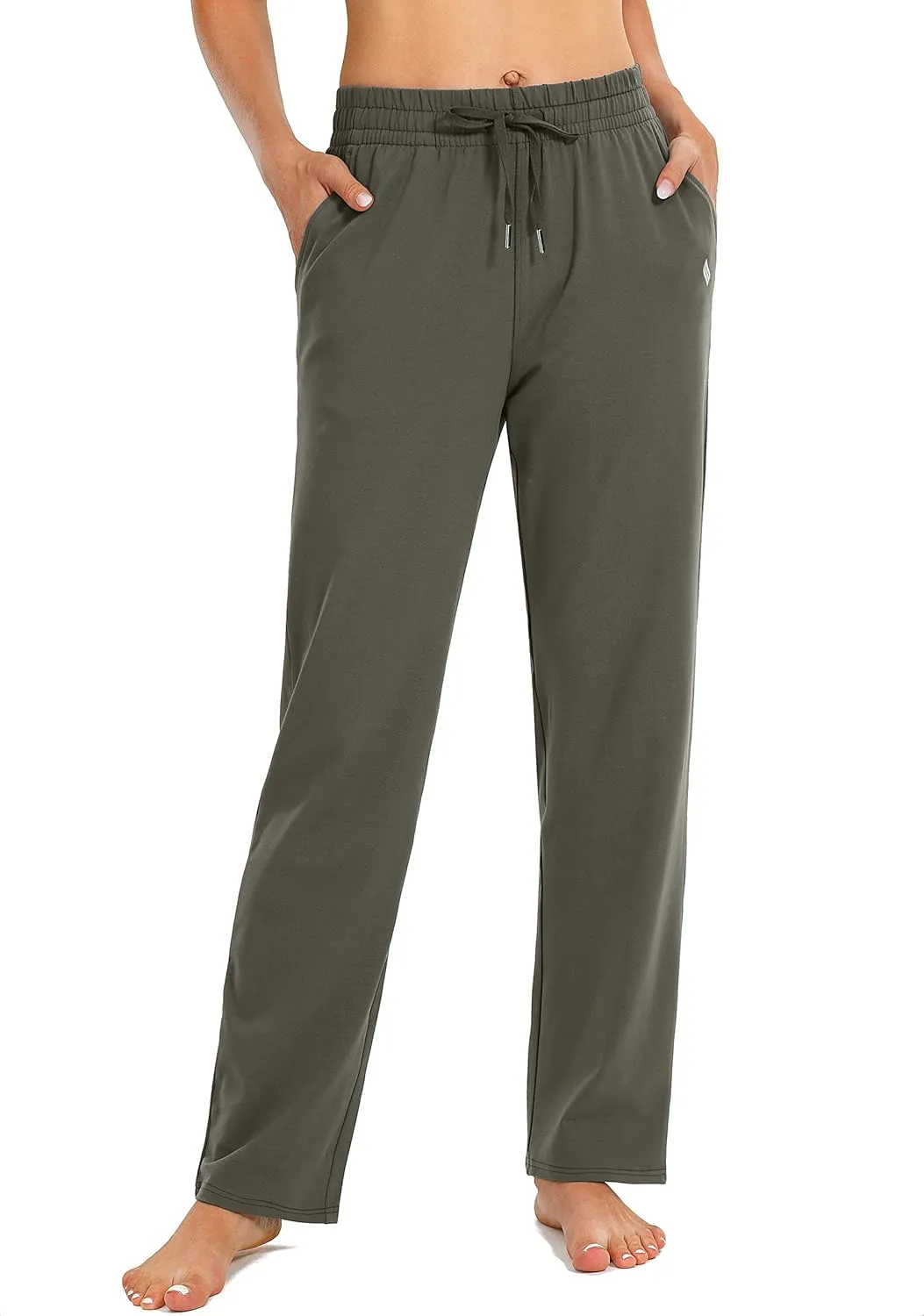 SANTINY Women's Cotton Sweatpants Yoga Lounge Casual Pants Open Bottom Sweat Pants for Women with Pockets