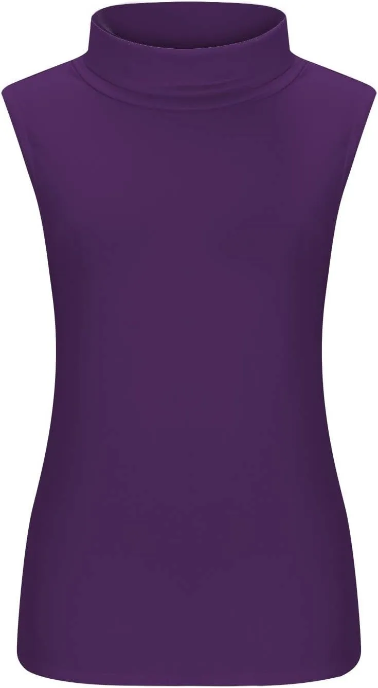 Sleeveless Turtlenecks for Women 2025 Summer Casual Tunic Mock Tank Tops Slim Fit Stretchy Layer Trendy Ladies Blouses