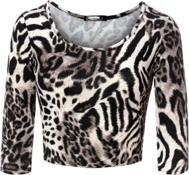 SSOULM Women's 3/4 Sleeve Scoop Neck Cotton Slim Fit Crop Top (S-2XL)