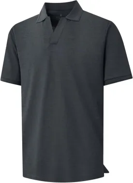 VEBOON Mens V Neck Polo Shirts Short Sleeve Lightweight Business Collared Shirts Performance Golf Polo Shirts for Men