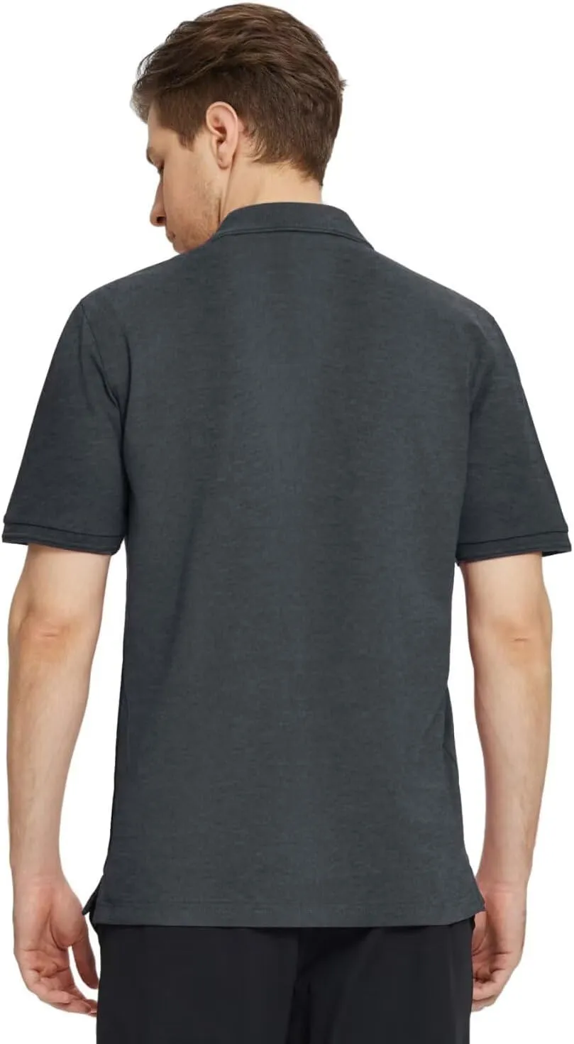 VEBOON Mens V Neck Polo Shirts Short Sleeve Lightweight Business Collared Shirts Performance Golf Polo Shirts for Men