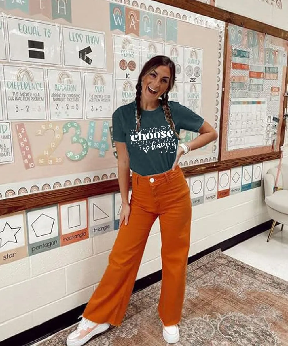 Women Choose Happy T Shirt Funny Cute Graphic Tee Blessed Tshirt Inspirational Short Sleeve Summer Casual Tops