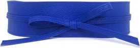 Women's PU Leather Waist Belt Bow Tie Wrap Around Soft Boho Corset Fashion Elegant for Dresses (Sapphire)